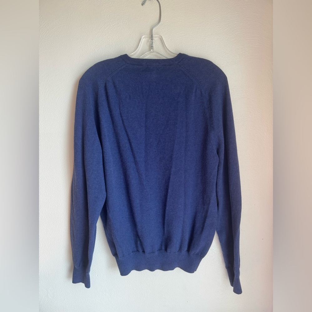 J.Crew Men's Blue V-Neck Cotton Blend Sweater - Picture 3 of 6